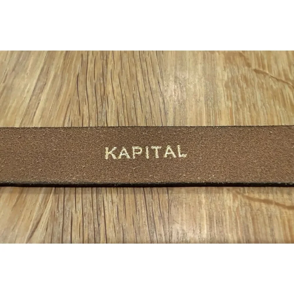 Kapital Oil Leather Studded Disco Buckle Belt Brown One Size Made in Japan